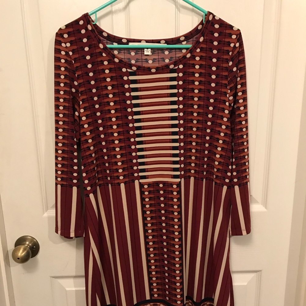 Long sleeve A-line dress.